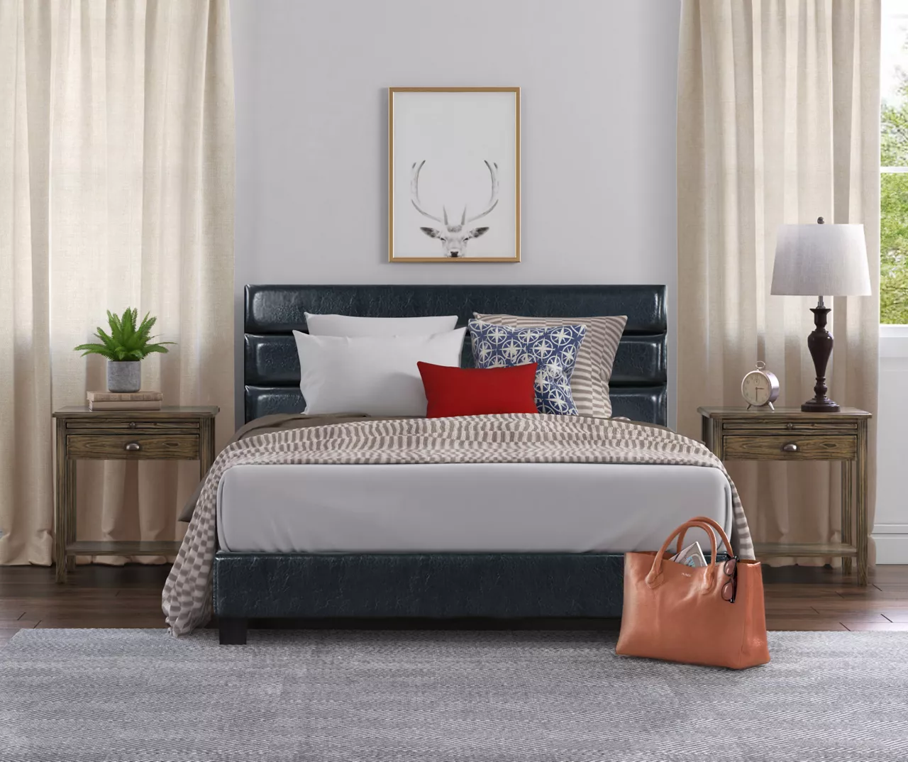 Black Channel Tufted King Upholstered Bed Frame 17 Black Channel Tufted King Upholstered Bed Frame - Image 15