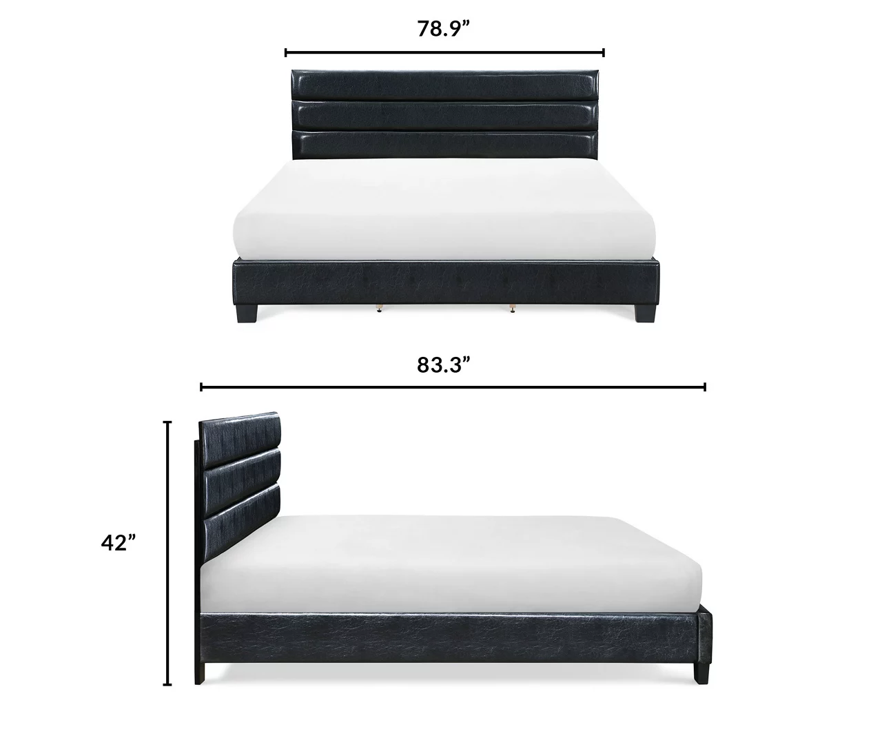 Black Channel Tufted King Upholstered Bed Frame 14 Black Channel Tufted King Upholstered Bed Frame - Image 12