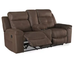 Jesolo Coffee Brown Reclining Console Loveseat -Furniture Specialty Shop 810519673 1