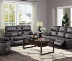 New Albany Dark Graphite Leather Look Micro Suede Swivel Reclining Glider -Furniture Specialty Shop 810519941 10