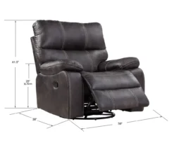 New Albany Dark Graphite Leather Look Micro Suede Swivel Reclining Glider -Furniture Specialty Shop 810519941 4