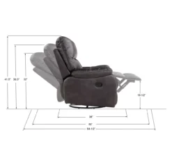 New Albany Dark Graphite Leather Look Micro Suede Swivel Reclining Glider -Furniture Specialty Shop 810519941 5