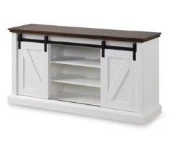 60" Dark Brown & White Barn Door TV Stand -Furniture Specialty Shop 810523487 3