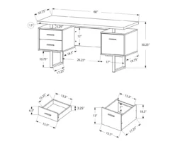 60" Walnut Woodgrain & Black Floating Desk 11 60" Walnut Woodgrain & Black Floating Desk -Furniture Specialty Shop 810527324 5
