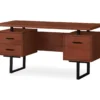 60" Cherry Woodgrain & Black Floating Desk -Furniture Specialty Shop 810527325 2
