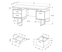 60" Cherry Woodgrain & Black Floating Desk -Furniture Specialty Shop 810527325 5