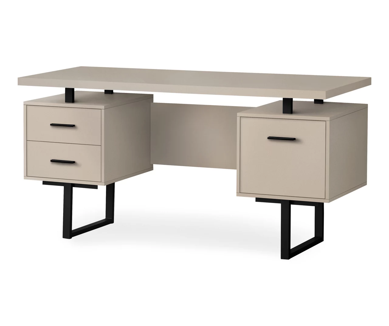 60" Taupe & Black Floating Desk 3 60" Taupe & Black Floating Desk