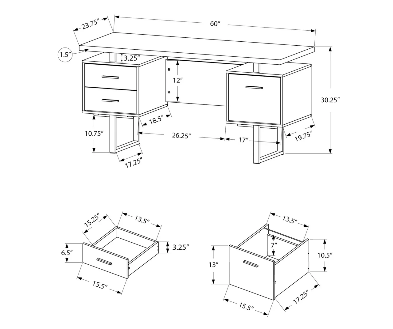 60" Taupe & Black Floating Desk 7 60" Taupe & Black Floating Desk - Image 5