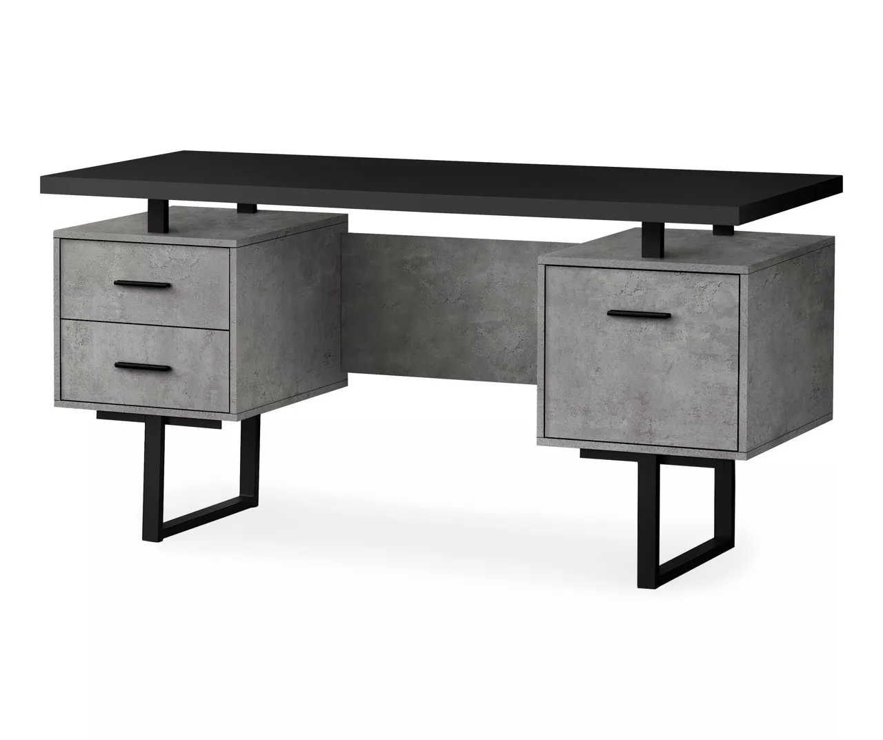 60" Concrete Gray & Black Floating Desk 3 60" Concrete Gray & Black Floating Desk