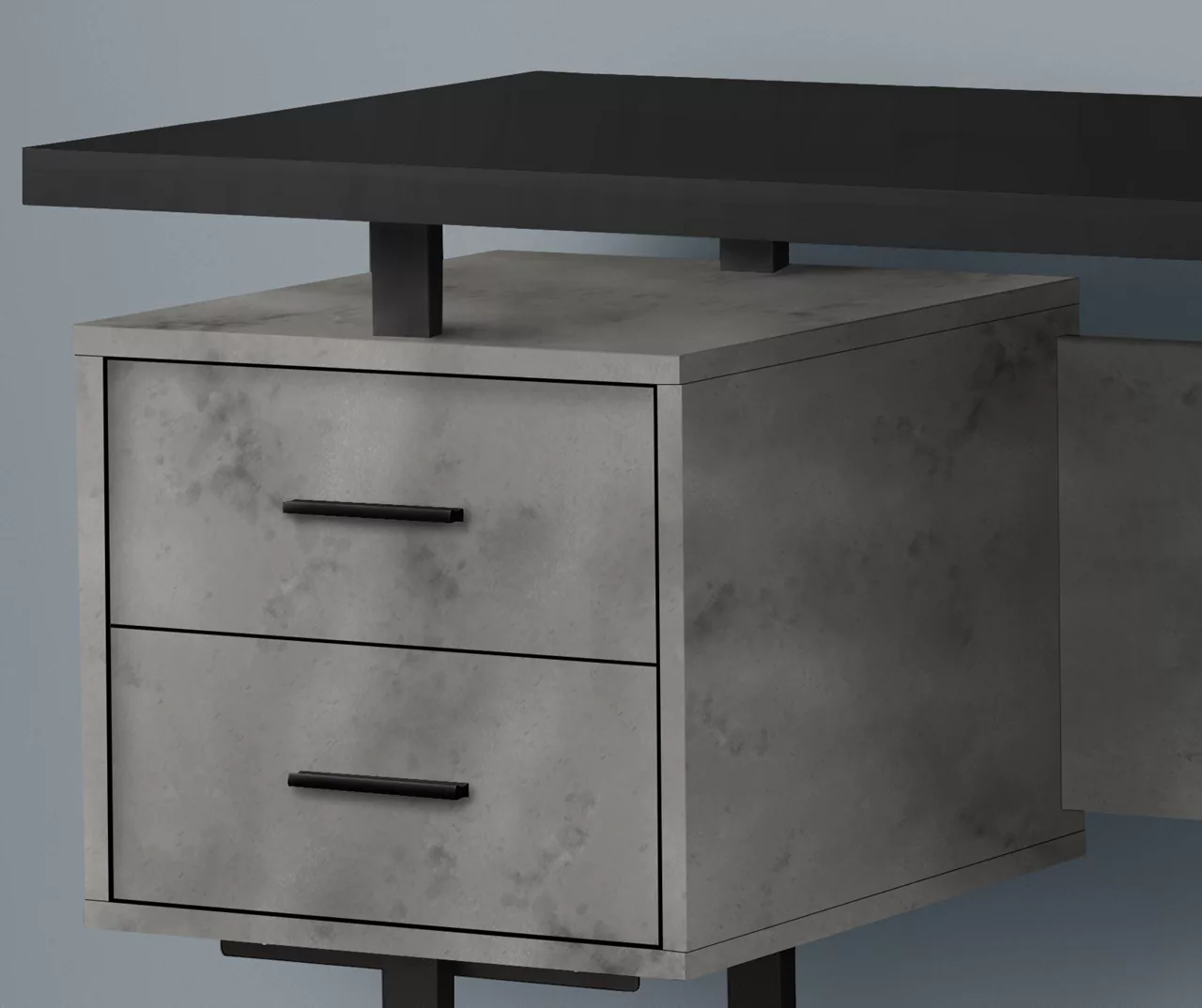60" Concrete Gray & Black Floating Desk 5 60" Concrete Gray & Black Floating Desk - Image 3