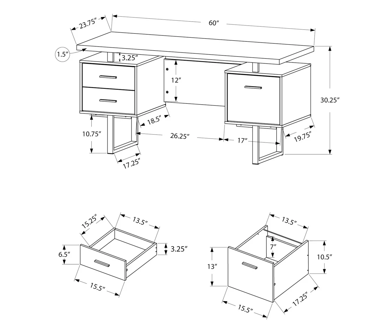 60" Concrete Gray & Black Floating Desk 7 60" Concrete Gray & Black Floating Desk - Image 5