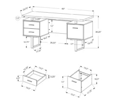 60" Black & Silver Floating Desk -Furniture Specialty Shop 810527331 5