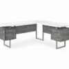 Faux Concrete & White 3-Drawer L-Shaped Corner Desk -Furniture Specialty Shop 810527349 2