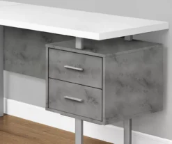 Faux Concrete & White 3-Drawer L-Shaped Corner Desk -Furniture Specialty Shop 810527349 3