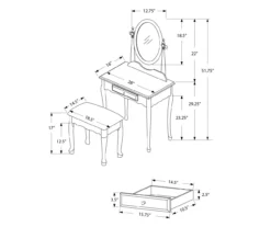 Antique White 2-Piece Mirror Vanity Set -Furniture Specialty Shop 810527351 6