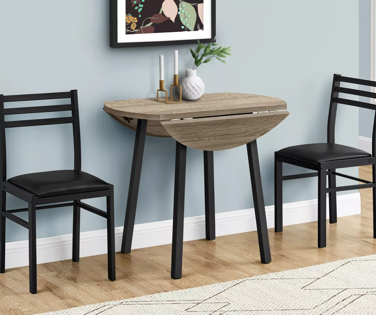 Dark Taupe & Black Metal 3-Piece Dining Set 4 Dark Taupe & Black Metal 3-Piece Dining Set - Image 2
