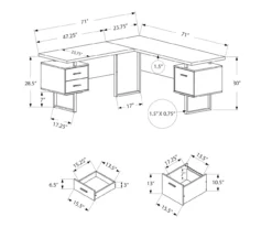 Taupe & Black 3-Drawer L-Shaped Corner Desk -Furniture Specialty Shop 810527372 5