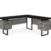 Faux Concrete & Black 3-Drawer L-Shaped Corner Desk -Furniture Specialty Shop 810527375 2