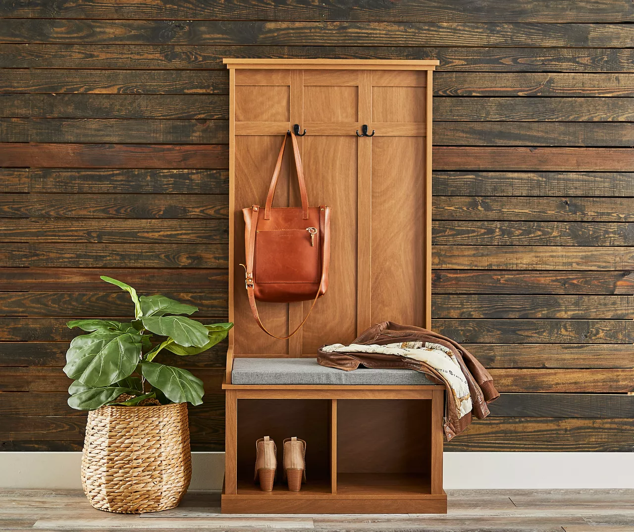 Real Living Villa Park 2-Hook Hall Tree With Cushioned Bench 3 Real Living Villa Park 2-Hook Hall Tree With Cushioned Bench