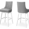 45.5" Gray Button Tufted Faux Leather Swivel Bar Stools, 2-Pack -Furniture Specialty Shop 810533439 2 1