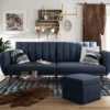 Brittany Navy Blue Linen Convertible Sleeper Futon -Furniture Specialty Shop 810535269 1
