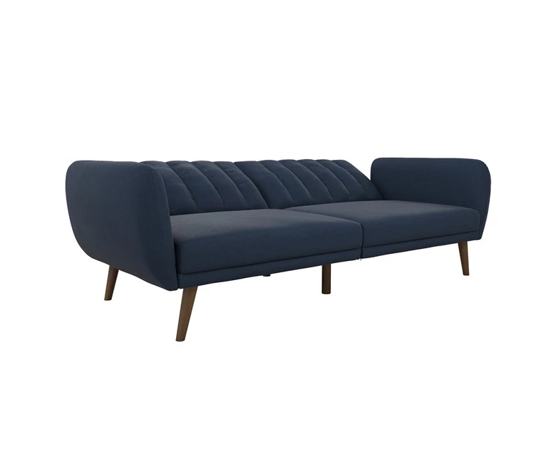 Brittany Navy Blue Linen Convertible Sleeper Futon 7 Brittany Navy Blue Linen Convertible Sleeper Futon - Image 5