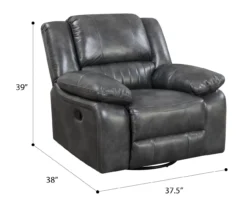 Paulson Gray Faux Leather Swivel Gliding Recliner -Furniture Specialty Shop 810535759 2