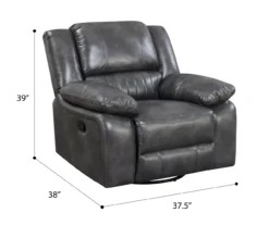 Paulson Gray Faux Leather Swivel Gliding Recliner -Furniture Specialty Shop 810535759 A7 1