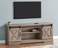 59" Dark Taupe Wood Look Sliding Barn Door TV Stand 8 59" Dark Taupe Wood Look Sliding Barn Door TV Stand -Furniture Specialty Shop 810535762 4