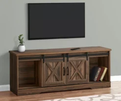 60" Reclaimed Brown Wood Look Sliding Barn Door TV Stand 8 60" Reclaimed Brown Wood Look Sliding Barn Door TV Stand -Furniture Specialty Shop 810535764 1
