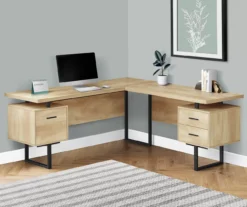 Natural Wood Look 3-Drawer L-Shaped Corner Comptuer Desk -Furniture Specialty Shop 810535780 1