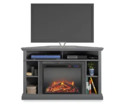 Flaxton Graphite Gray Electric Corner Fireplace Console -Furniture Specialty Shop 810538183 2