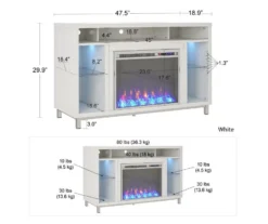 48" Intrepid White Electric Fireplace Console -Furniture Specialty Shop 810538247 6