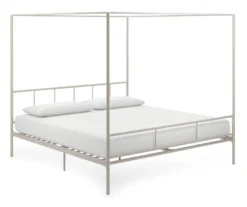 Marion White Metal King Canopy Bed
