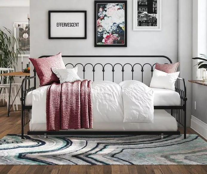 Bright Pop Black Metal Twin Daybed & Trundle 5 Bright Pop Black Metal Twin Daybed & Trundle - Image 3