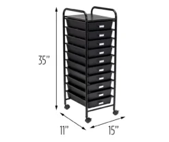 Black Metal 10-Drawer Rolling Storage Cart -Furniture Specialty Shop 810539916 5