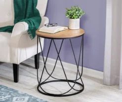 Black & Natural Round Side Table -Furniture Specialty Shop 810539920 2