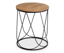 Black & Natural Round Side Table -Furniture Specialty Shop 810539920 3
