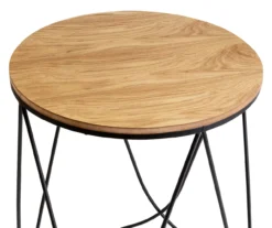 Black & Natural Round Side Table -Furniture Specialty Shop 810539920 4