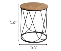 Black & Natural Round Side Table -Furniture Specialty Shop 810539920 5