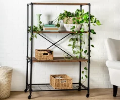 Rustic Black 4-Tier Industrial Rolling Bookshelf -Furniture Specialty Shop 810539937 3