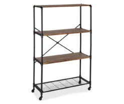 Rustic Black 4-Tier Industrial Rolling Bookshelf -Furniture Specialty Shop 810539937 4