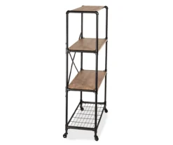 Rustic Black 4-Tier Industrial Rolling Bookshelf -Furniture Specialty Shop 810539937 5