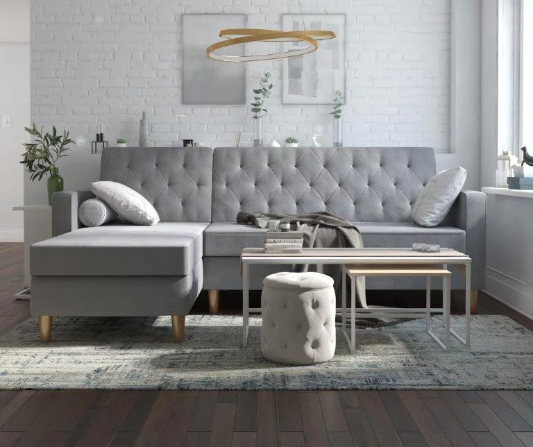 CosmoLiving Liberty Gray Chenille Sectional Storage Futon 7 CosmoLiving Liberty Gray Chenille Sectional Storage Futon - Image 5