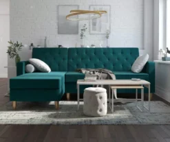 CosmoLiving Liberty Green Velvet Sectional Storage Futon -Furniture Specialty Shop 810541026 4