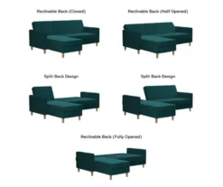 CosmoLiving Liberty Green Velvet Sectional Storage Futon -Furniture Specialty Shop 810541026 6
