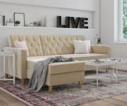 CosmoLiving Liberty Ivory Velvet Sectional Storage Futon 9 CosmoLiving Liberty Ivory Velvet Sectional Storage Futon -Furniture Specialty Shop 810541041 1