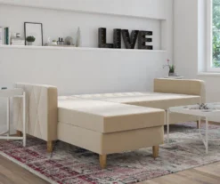 CosmoLiving Liberty Ivory Velvet Sectional Storage Futon 11 CosmoLiving Liberty Ivory Velvet Sectional Storage Futon -Furniture Specialty Shop 810541041 3