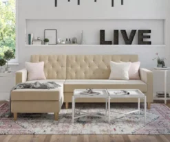 CosmoLiving Liberty Ivory Velvet Sectional Storage Futon 12 CosmoLiving Liberty Ivory Velvet Sectional Storage Futon -Furniture Specialty Shop 810541041 4