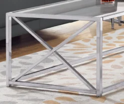 Tempered Glass & Chrome Metal X Coffee Table 8 Tempered Glass & Chrome Metal X Coffee Table -Furniture Specialty Shop 810542388 3 1
